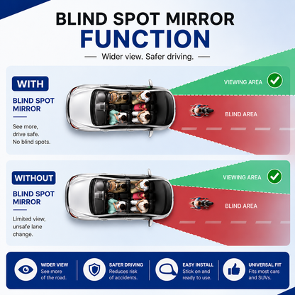 2-in-1 Blind Spot Mirror with Rain Visor | Universal Car Side Mirror | 360° Wide View